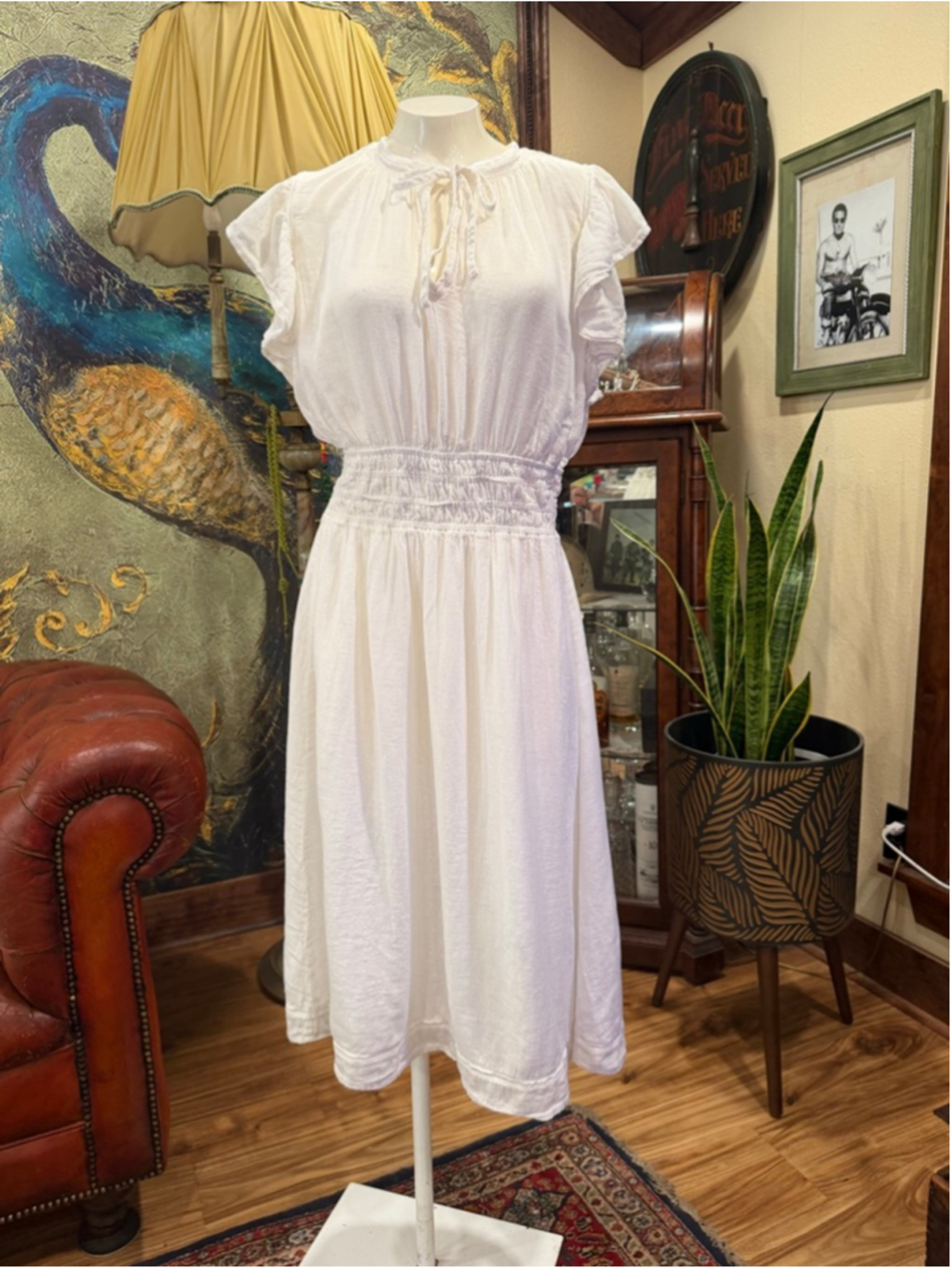 Rails Iona White Lace Detail Linen Blend Maxi Dress Size Medium - Picture 3 of 12